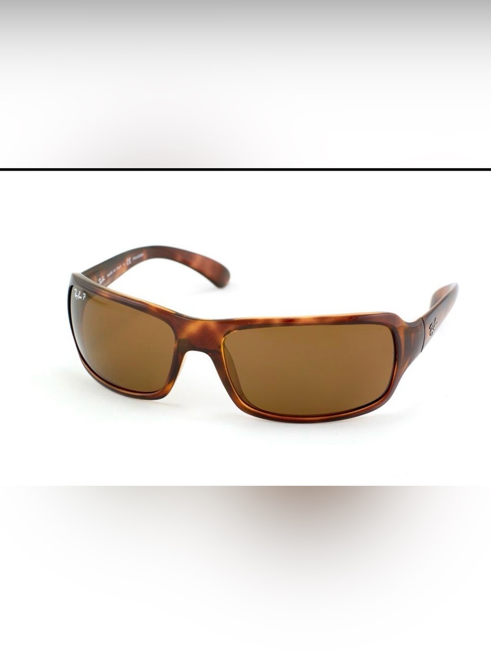 Ray-Ban RB4075 Men’s Polarized Brown Tortoise Wrap Sunglasses